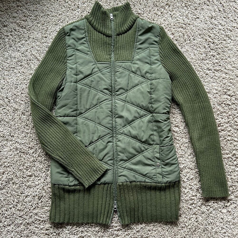 Sweater -- Cardigan with qulited accents